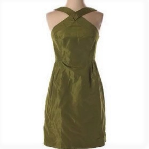 J. Crew Dresses & Skirts - SiLK J Crew Dress Green Fit Flare Kick Pleat Back Zip Lined Chic 2P